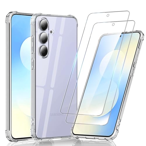 LeYi Coque de Telephone Samsung Galaxy S25 FE/S25FE 5G avec 2 Verre Trempé Ecran,Protection pour S 25 FE 256 Go Antichoc, Silicone TPU Standard Étuis et Housse Anti...