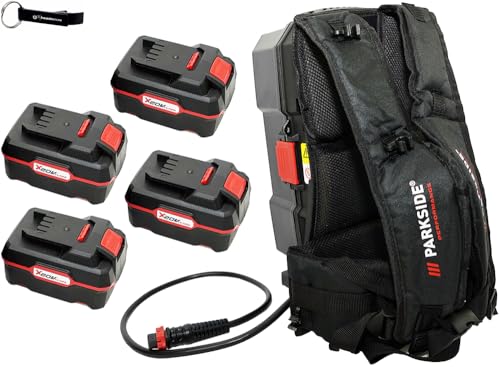 HEADNMORE® Bundle - Parkside Performance® 20V/40V Akku Rucksack PPRA 20 + 4X Parkside® 4Ah Akku +Schlüsselanhänger