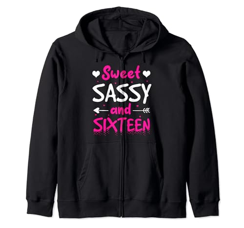 Feliz 16 Cumpleaños Dulce Sassy Dieciséis Niñas 16 Años Sudadera con Capucha