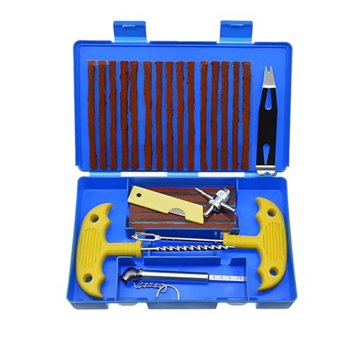 Zpana Car Tire Repair Kit, 48PCS Heavy Duty Vehicle Tyre Repair Sets for Fixing Flat Puncture with Storage Case, Automobile Wheel Emergency Patch Tools, Fit for Sedans Trucks ATVs (Yellow)
