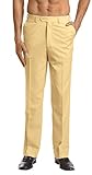 Concitor Men's Dress Pants Trousers Flat Front Slacks Solid Gold Color 34