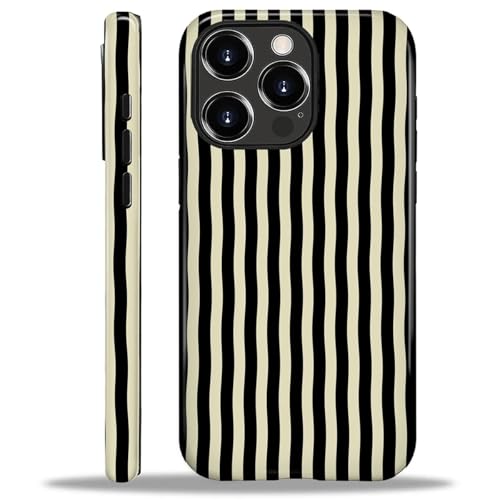 ilikediy for iPhone 16 Pro Max Case,HL2 Black Stripes Hybrid 2 Layer Hard Shell Silicone Protective Pattern Design Case