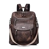 WYFJNX PU Leather Womens Backpack Purse Ladies Backpack Handbag Fashion Shoulder Bag Small Travel Bag Brown