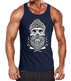 Neverless Herren Tank Top Captain Skull Beard Totenkopf Bart Kapitän Muskelshirt Muscle Shirt Navy XXL