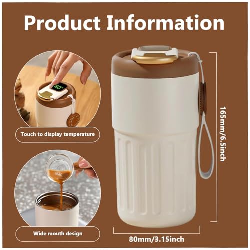 Garrafa térmica de café com display de temperatura, xícara de café isolada em aço inoxidável 316 de