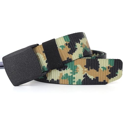 No Metal Colorful Camouflage Nylon Quick Release Belt Key Ring Strap, Airport Friendly Plastic Buckle Military Camo Belts