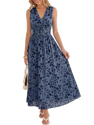 Image of ANRABESS Women's Floral Tulle Wedding Guest Maxi Dress | V Neck Sleeveless,A-Line Elastic Waist,Casual Flowy Formal Boho,Bridal Shower Garden Party Beach Vacation,Summer Fall