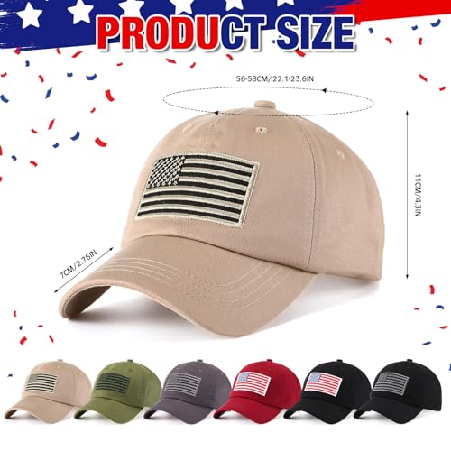 Image of Tarpop 6 Pcs American Flag Baseball Cap 250th Anniversary Tactical American Flag Hats Adjustable Washed Us Cap for Women Men