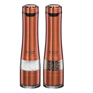 Russell Hobbs Salz und Pfeffer Mühle elektrisch [2er Set] Kupfer (Keramikmahlwerk für getrocknete Gewürze & Kräuter…