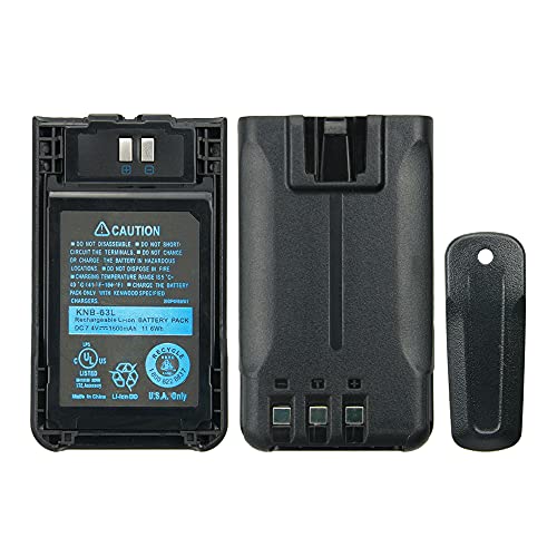 KNB-63L Batería de Repuesto para Kenwood TH-K20A TH-K20E TH-K40A TK-2000 TK-3501 TK-U100 Radios bidireccionales Batería de Iones de Litio con Clip para cinturón Cover