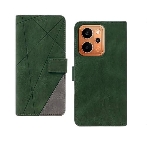 Image of amazon basics Realme P4 Power 5G Flip Cover | Card Pockets Wallet & Stand | Flip Cover for Realme P4 Power 5G (Green with Grey)