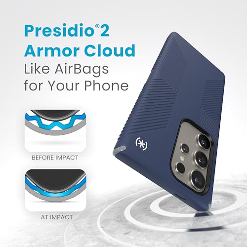 Image of Speck Presidio 2 Grip Samsung Galaxy S24 Ultra Case - Drop & Camera Protection, Soft-Touch Secure Grip, Wireless Charging Compatible, Shock Absorbant, Galaxy S24 Ultra Case - Coastal Blue