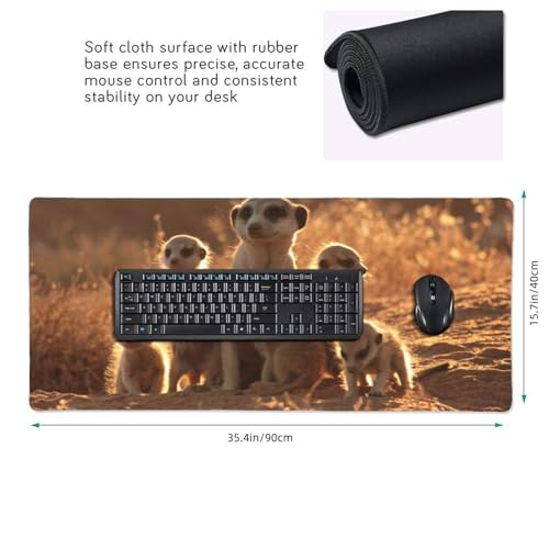 Tapis de souris suricates mignons 40x90cm grand format de bureau