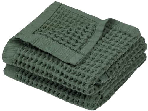 DEMMEX Organic Cotton Waffle Turkish Hand Towels for Bathroom & Kitchen Large 20x30 in 100% Oeko-TEX Certified Ultra Soft Turkish Cotton Lightweight Quick Dry Waffle Weave Set 2 (Sage Green)