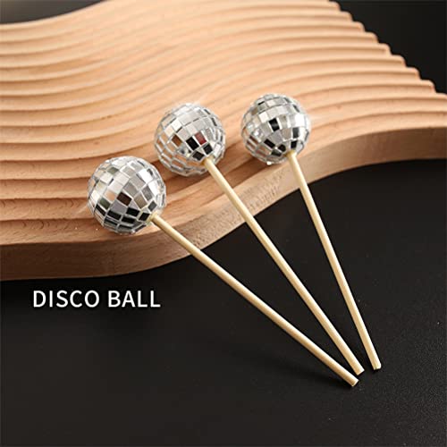 10 PCS Disco Ball Cupcake Toppers 5,31in Disco Ball Cake Toppers 1970 Disco Ball Decorações de bolo