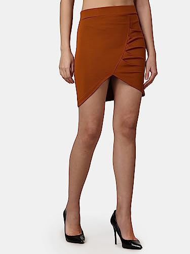 Image of POPWINGS Casual Shimmer Solid Sarong Mini Skirt for Women | Summer Skirt for Women | Mini Skirt for Women