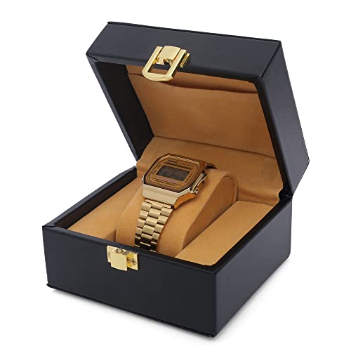 Rich India Vegan Leather Wristwatch Box Organizer/One Slot Travel Watch Case for Men & Women (Desert-Black)