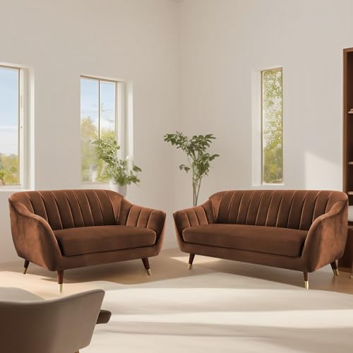 Image of Casaliving Anyse 3+2 Seater Sofa Set for Living Room (Brown Colour Fabric) Premium Fabric Sofa Set