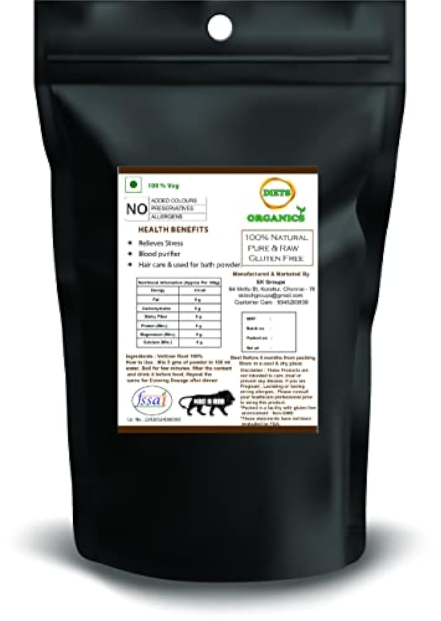 DIETS ORGANICS Vetiver Roots Powder 100 Gms