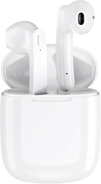 Wireless Earbuds, Bluetooth 5.3 Headphones, HiFi Stereo in-Ear Earphones with 40 Hours Playtime and Type-C Charging Case, Built-in Microphone IPX6 Waterproof Ear buds for Sport and Work (White)