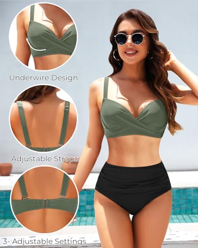 Image of Aqua Eve Women Underwire Bikini Top - Push Up Swimsuit Top Bra Padded Bathing Suit 2026 Twist Front Swimwear