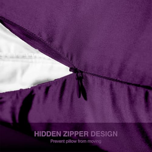 Mulberry Silk Pillowcase for Hair and Skin Queen Size 20"X 30" with Hidden Zipper, Softer Than Silk Pillow Cases Smooth Cooling Pillow Covers for Sleeping(Purple,Queen,1Pcs) — view 3