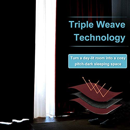 RYB HOME Curtains for Bedroom 63 inches Long, Blackout Thermal Insulating Window Treatment Drapes for Living Room Bathroom Basement Laundry Classroom, W 34 x L 63, Burgundy Red, 2 Panels