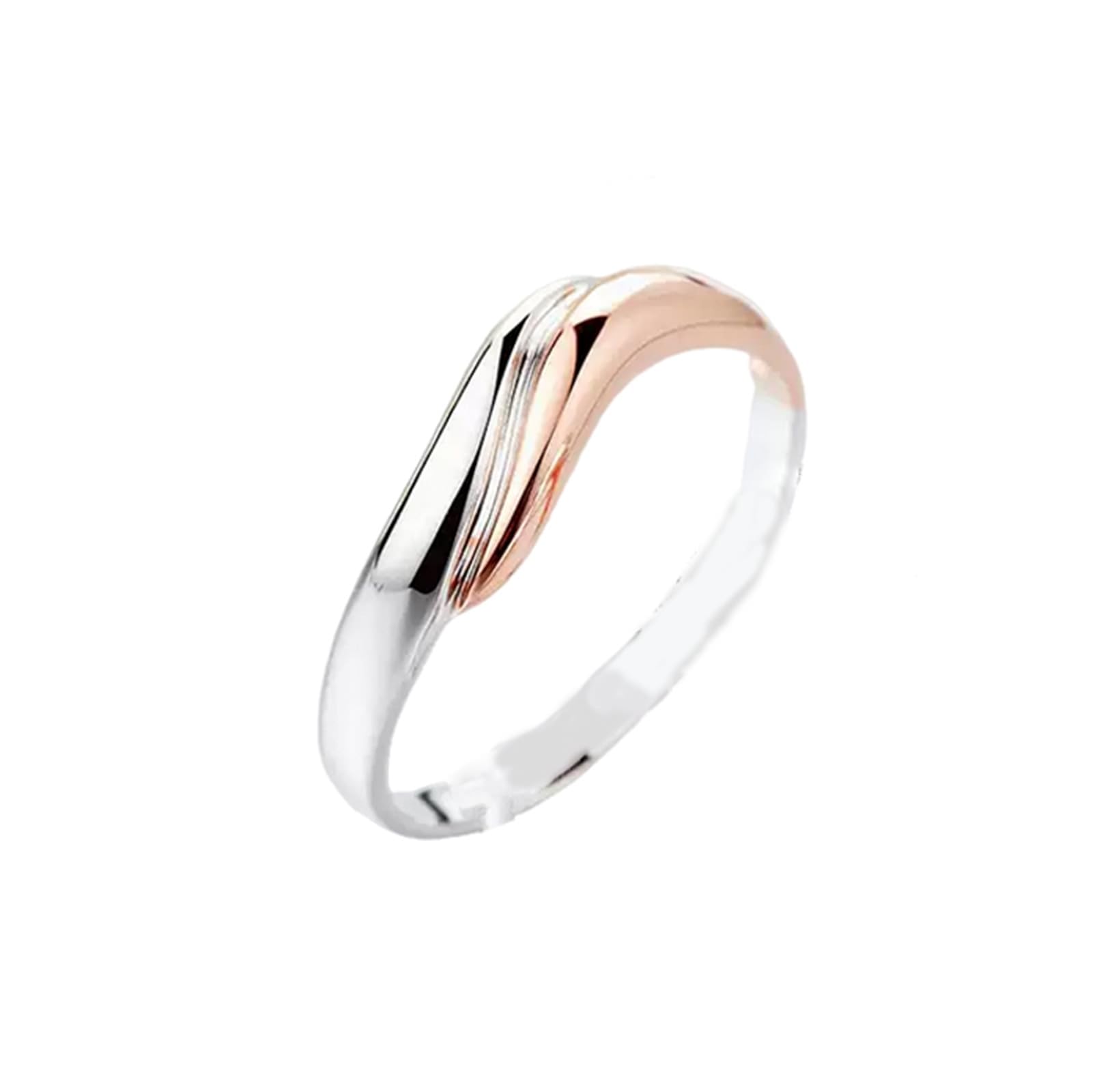 Wycian Anillos Hombre Anillo Unico Oro Blanco de 9 Quilates Y Oro Rosa Polaco Talla 27 Sólido No Chapado Moda para Esposa Día de La Madre Joyas
