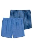Schiesser Herren Boxershorts 4er Pack - Shorts, Webware, Karo/Streifen, S-2XL (2X 2-Pack) (Blau (819), M (Medium) - 4-Pack)