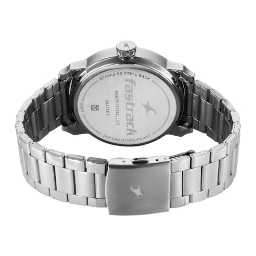 Image of Fastrack Pulse IV with Olive Green Dial Silver Stainless Steel Strap Watch for Men - 3341SM03