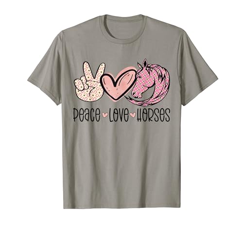 Peace Love Horses Equitación Regalo Amantes de los caballos Camiseta