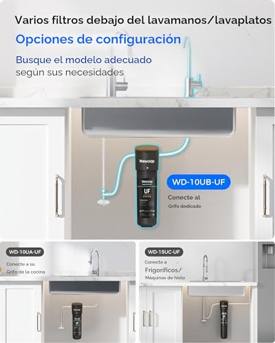 Miniatura 6 de Waterdrop Sistema De Filtro De Agua Para Debajo Del Fregadero, 10ub-Uf, 0.01 Micrones Ultra Filtración Bajo Contador De Agua Potable, Con Grifo De Acero Inoxidable Dedicado, 30,000 Liters