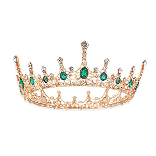 Grün Strass Krone, Krone Hochzeit Diadem, Krone Tiara Braut, Tiara Krone für Frauen, Verwendet bei Schönheitswettbewerben, Hochzeiten, Partys, Brautkopfbedeckungen Cover