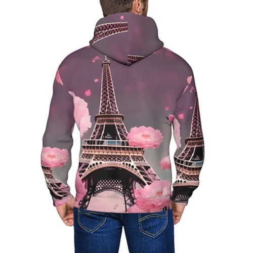 Pull à capuche avec cordon de serrage et motif imprimé Paris