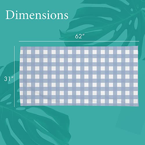 Mary Square Gathered Goods Blue Gingham 62 X 31 Polyester Blend Quick Dry Beach Towel #TOP4