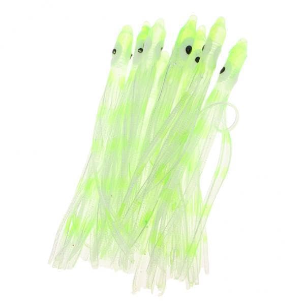 UJEAVETTE 4x10pcs Fishing Lures Squid Octopus Skirts Lures Soft Baits Crankbaits Green-image-48