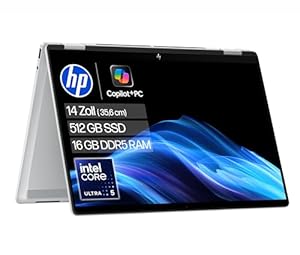 HP OmniBook X Flip Intel Core Ultra 5-226V 2in1 Next Gen AI Laptop | dedizierte NPU für KI | 40 NPU Tops | Copilot+ PC | 14" WUXGA 1920x1200 Touchscreen | 16GB | 512GB SSD | Win11 | QWERTZ | Silber