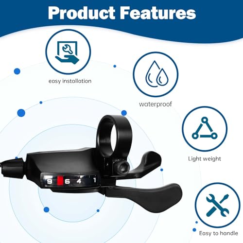Relwears Bike Shifter SL-U4000 9 Speed Right Thumb Gear Shifter 9 Speed Shifter for Moutain Bike, Road Bike, Folding Bike and Commuter Bike