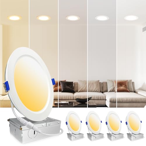 4 Pack LED Recessed Lighting 6 Inch,1800LM 16W=200W, 3000K Ultra-Thin Can Lights with Junction Box, Retrofit Dimmable Recessed Lights, Canless Wafer Downlight - ETL & Energy Star Certified 4