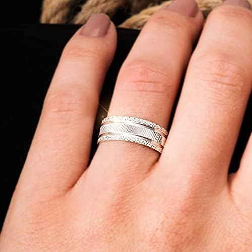 Set di fedi nuziali Set di fedi nuziali abbinate per coppie in argento Set di fedi nuziali personalizzate per uomo e donna in argento sterling 925