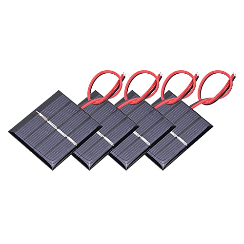 Solar Panel, 4Pcs 0.36W 2V Charging Power Board 42.5 x 48.5 x 3 mm Polycrystalline Solar Panel with Electronic Line for Small Power Appliances