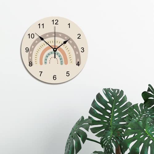 Reloj de pared redondo de madera EricauBird tonos tierra silencioso miniatura 5