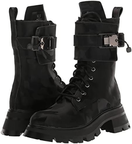 DKNY Women's Lace-up Lug Sole Combat Boot Fashion, Black, 7 | Image 6