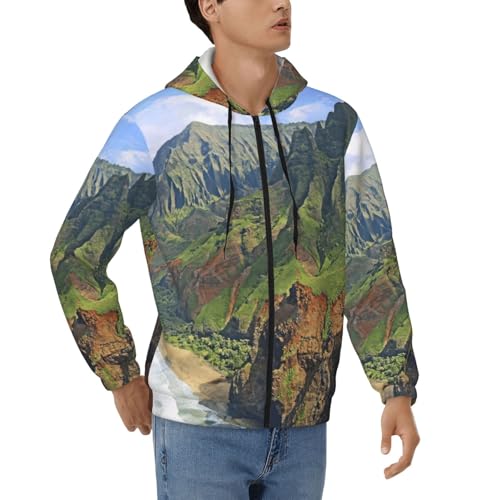 Fashion Hommes Zipper Hoodies Kauai Hawaii Soft Polyester Épais Imprimé Seashore