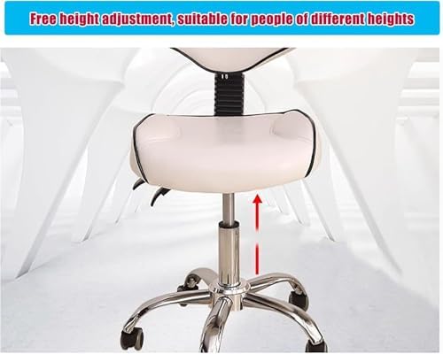 Ergonomic Dental Saddle Chair with Back Support, Adjustable Drafting Stool for Estheticians, Tattoo Artists, Home & Salon Use - Comfortable L White Design