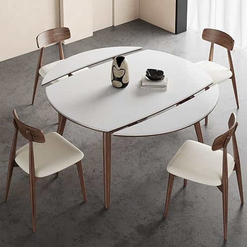 Moderno juego de mesa de comedor extensible con 4 sillas, mesa de cocina redonda para negociación, comedor, oficina, recepción, mesa de reunión ajustable para uso versátil