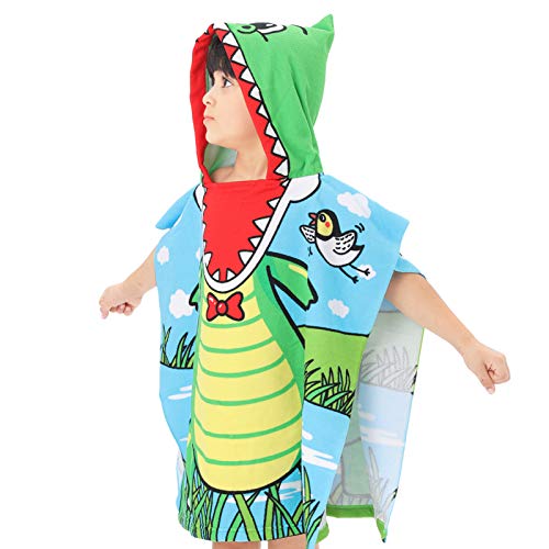 Image of NovForth Kids Beach Towel for Boys Girls, Alligator Hooded Bath Towel Wrap, Toddler Pool Towel with Hood
