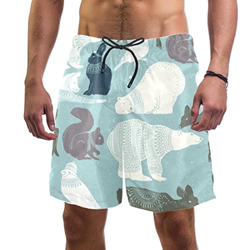 Short de Plage pour Hommes Imprimé Ours et Cerf idéal pour les Vacances