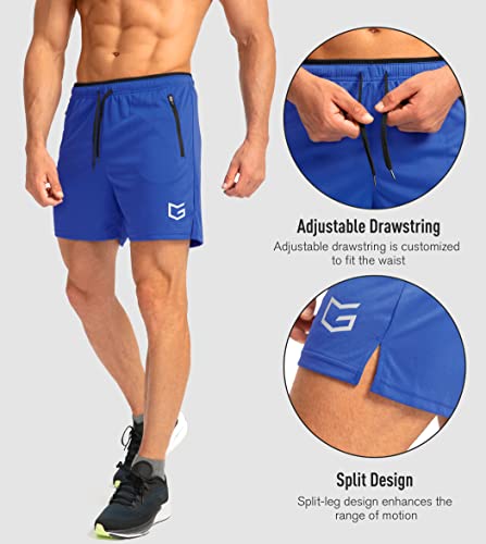 G Gradual Men's Running Shorts With Zipper Pockets (Blue, X-Large) #TOP4