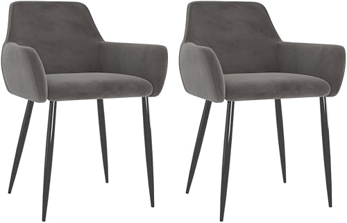 Miniatura 7 de Sillas de comedor, 2 piezas, terciopelo gris claro, bancos, sillas de cocina, ideales para cenas diarias o eventos especiales como reuniones, bodas